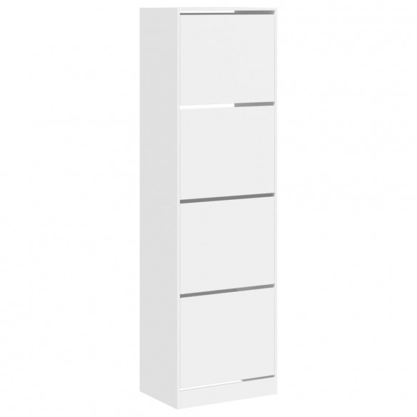 Armoire à chaussures 4 tiroirs rabattables blanc 60x42x204 cm