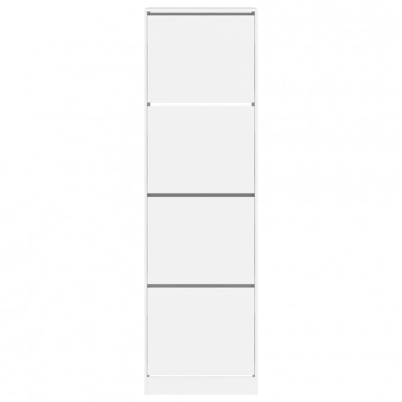 Armoire à chaussures 4 tiroirs rabattables blanc 60x42x204 cm