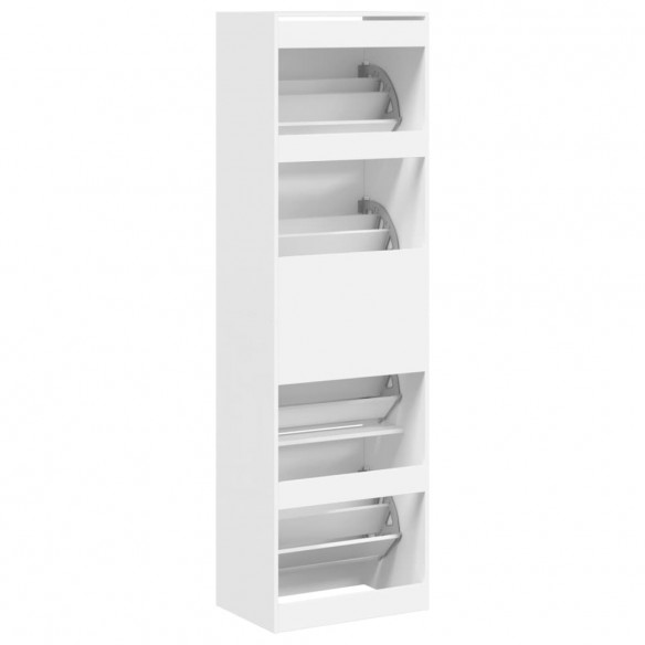 Armoire à chaussures 4 tiroirs rabattables blanc 60x42x204 cm