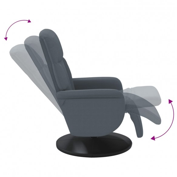 Fauteuil inclinable avec repose-pied gris foncé velours