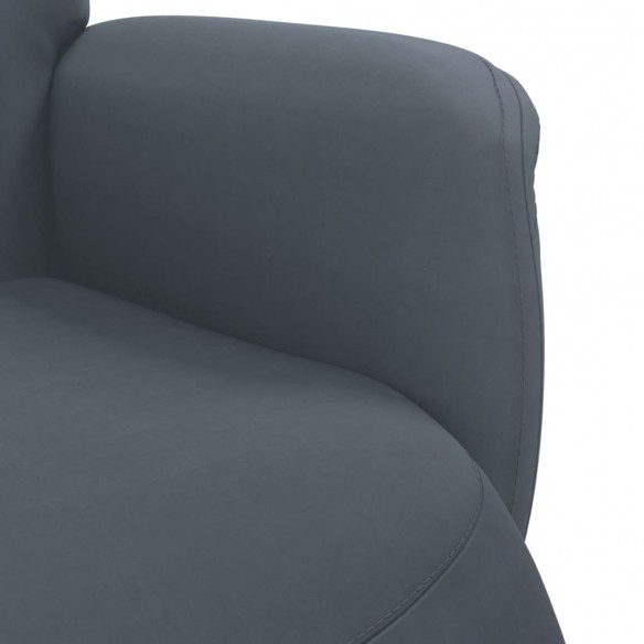 Fauteuil inclinable avec repose-pied gris foncé velours