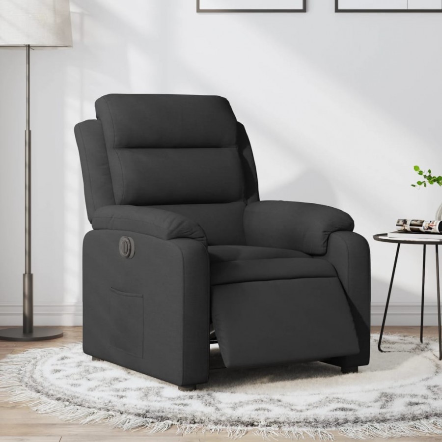 Fauteuil inclinable électrique Noir Tissu