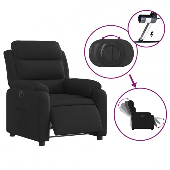 Fauteuil inclinable électrique Noir Tissu