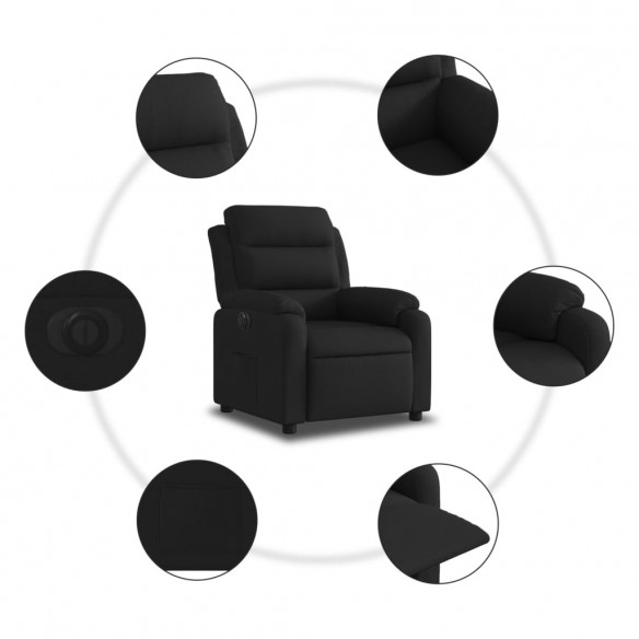 Fauteuil inclinable électrique Noir Tissu