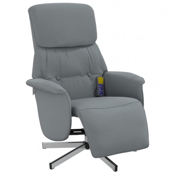 Fauteuil inclinable de massage et repose-pieds gris clair tissu