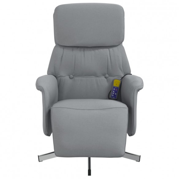 Fauteuil inclinable de massage et repose-pieds gris clair tissu