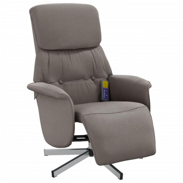 Fauteuil inclinable de massage avec repose-pieds taupe tissu