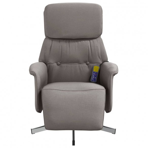 Fauteuil inclinable de massage avec repose-pieds taupe tissu