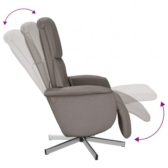 Fauteuil inclinable de massage avec repose-pieds taupe tissu