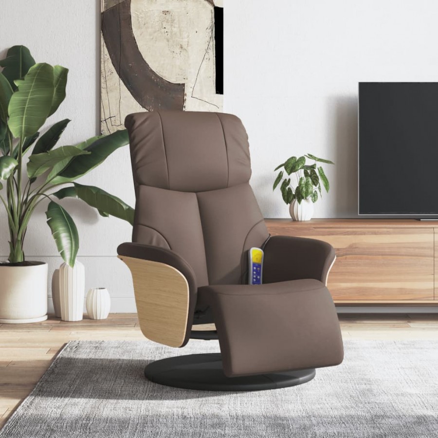 Fauteuil inclinable de massage repose-pieds marron similicuir