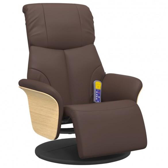 Fauteuil inclinable de massage repose-pieds marron similicuir