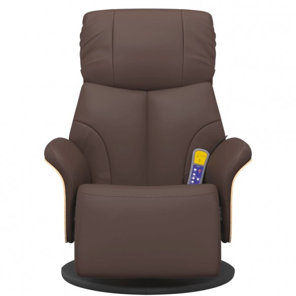 Fauteuil inclinable de massage repose-pieds marron similicuir