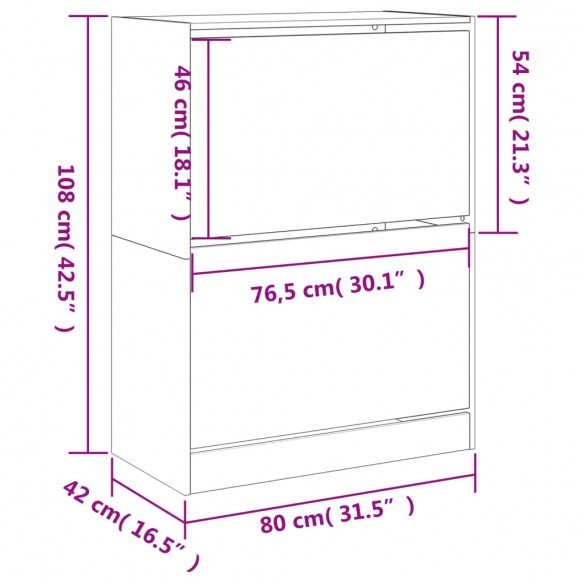 Armoire à chaussures 2 tiroirs rabattables blanc 80x42x108 cm