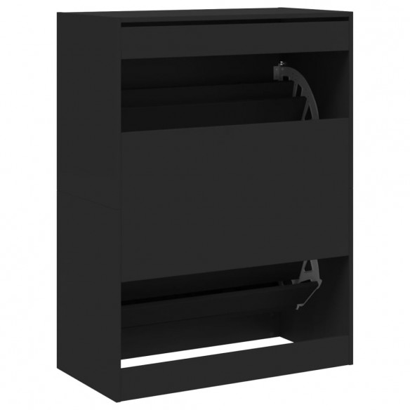 Armoire à chaussures 2 tiroirs rabattables noir 80x42x108 cm