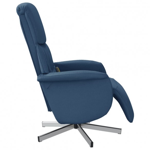 Fauteuil inclinable de massage avec repose-pieds bleu tissu