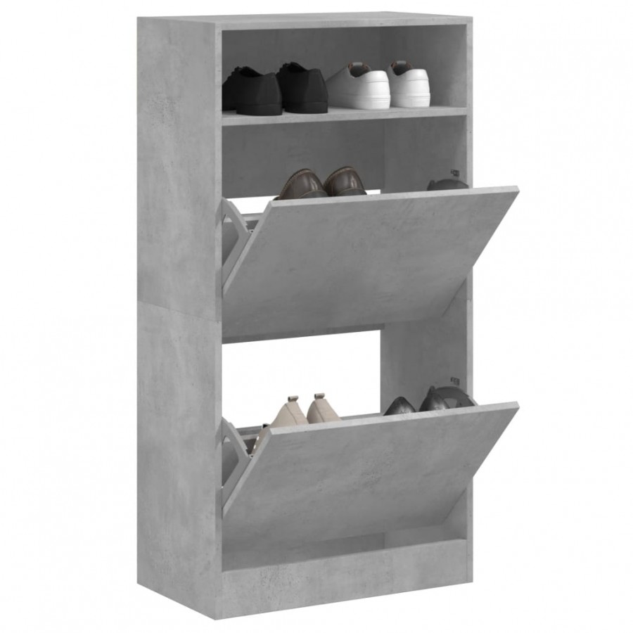 Armoire à chaussures gris béton 60x34x116 cm bois d'ingénierie