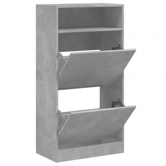 Armoire à chaussures gris béton 60x34x116 cm bois d'ingénierie