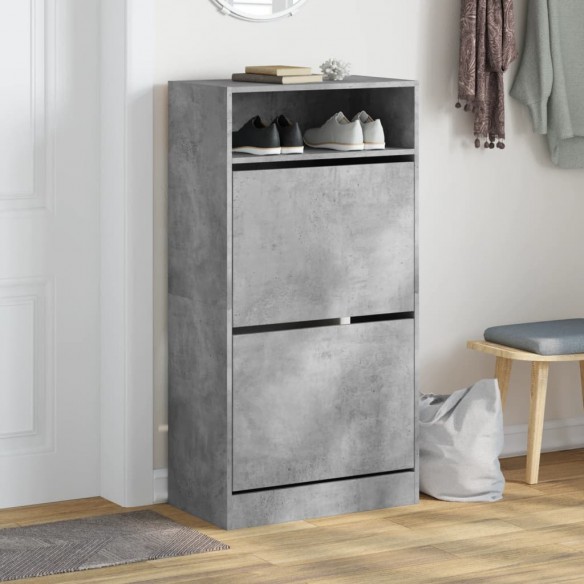 Armoire à chaussures gris béton 60x34x116 cm bois d'ingénierie