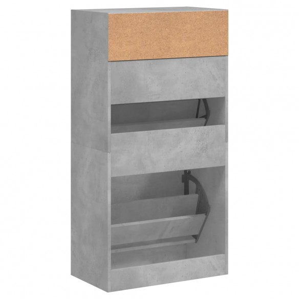 Armoire à chaussures gris béton 60x34x116 cm bois d'ingénierie