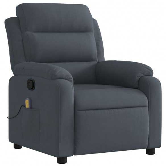 Fauteuil de massage inclinable gris foncé velours