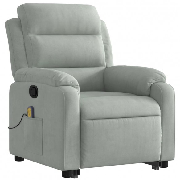 Fauteuil de massage inclinable Gris clair Velours