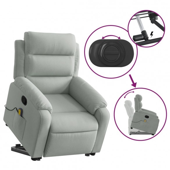 Fauteuil de massage inclinable Gris clair Velours