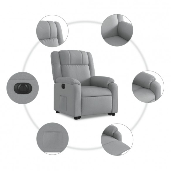 Fauteuil inclinable électrique gris clair tissu