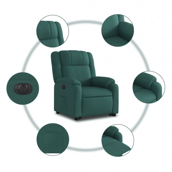 Fauteuil inclinable électrique vert foncé tissu