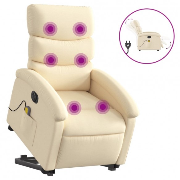 Fauteuil inclinable de massage électrique Crème Tissu