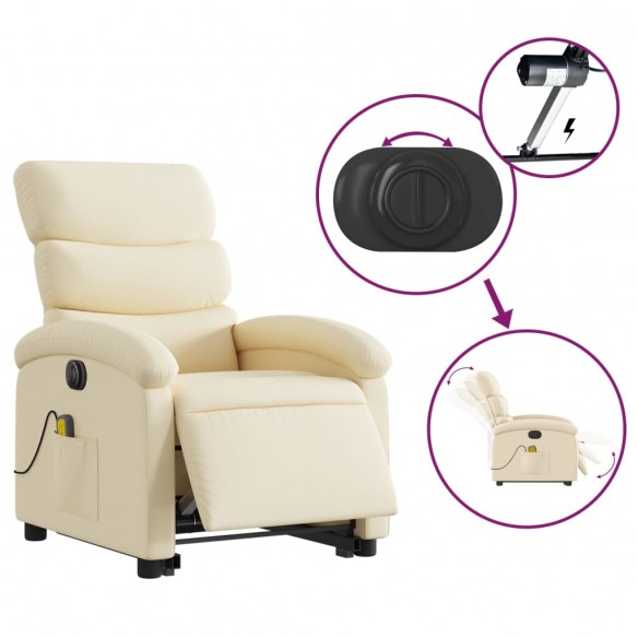 Fauteuil inclinable de massage électrique Crème Tissu