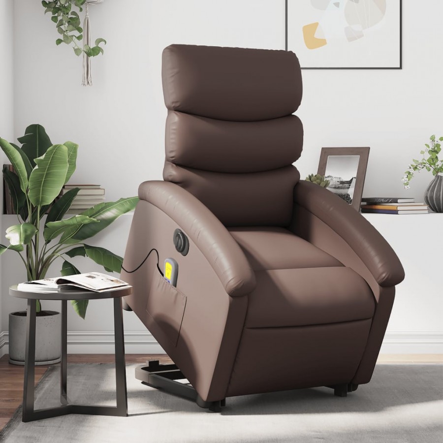 Fauteuil inclinable de massage électrique marron similicuir