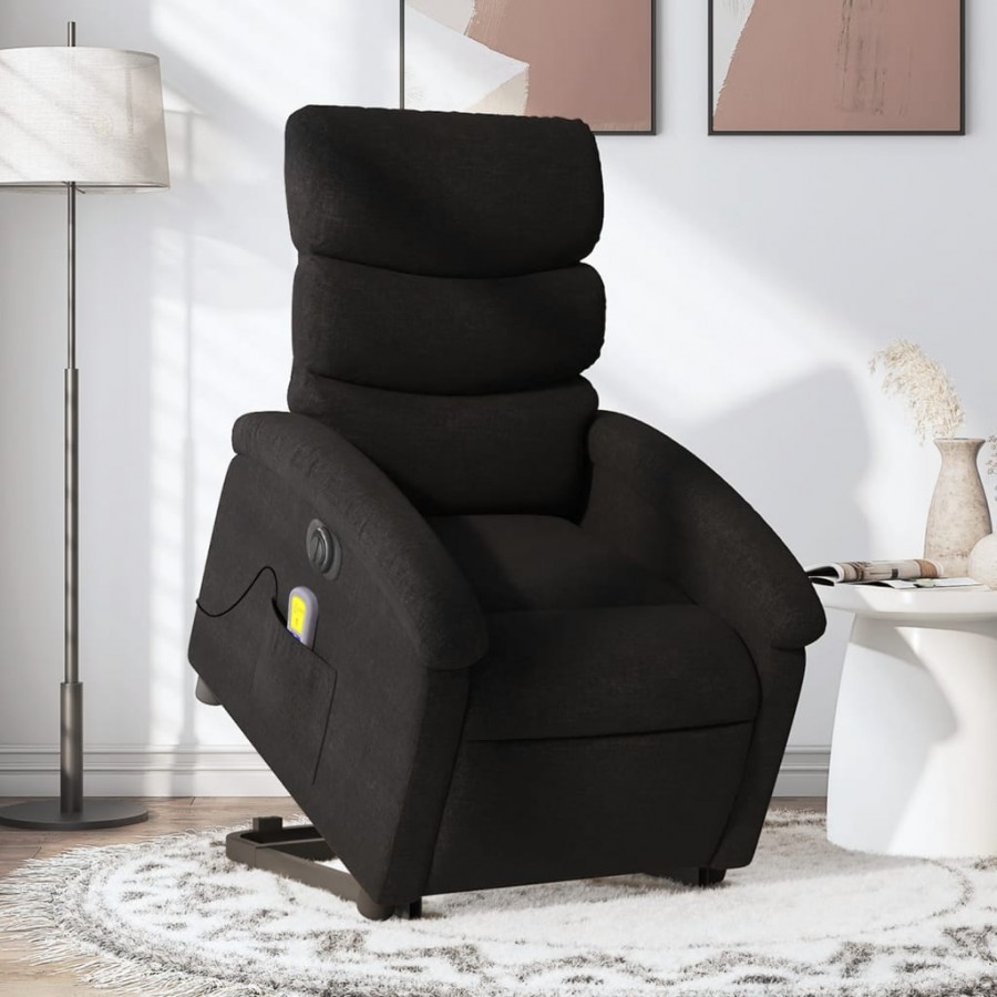 Fauteuil inclinable de massage électrique Noir Tissu