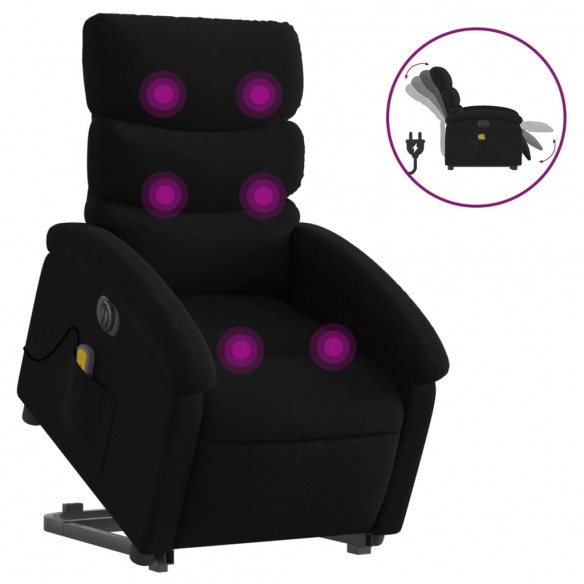 Fauteuil inclinable de massage électrique Noir Tissu