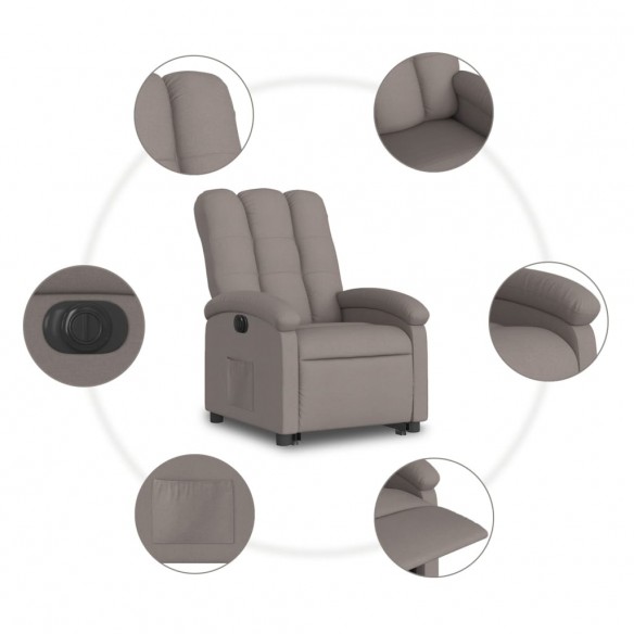 Fauteuil inclinable électrique taupe tissu