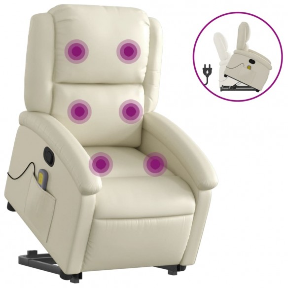 Fauteuil inclinable de massage Crème Similicuir