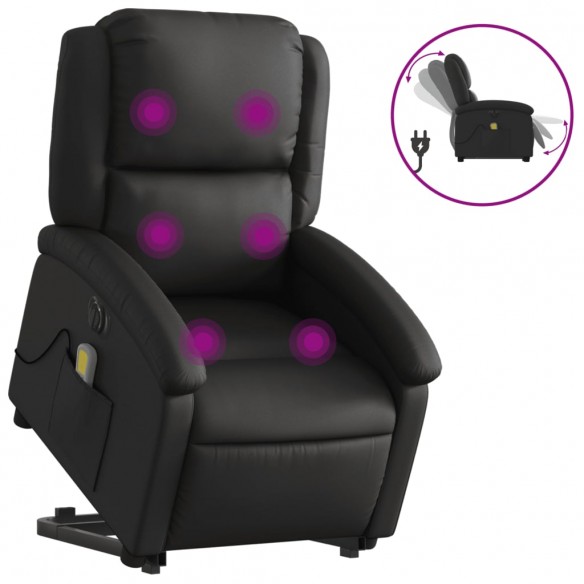 Fauteuil inclinable de massage électrique noir cuir véritable