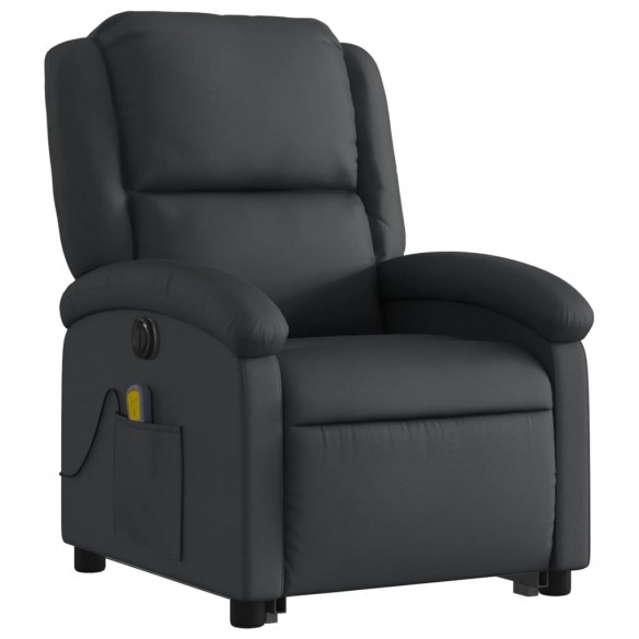 Fauteuil inclinable de massage électrique noir cuir véritable