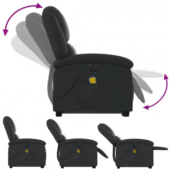 Fauteuil inclinable de massage électrique noir cuir véritable