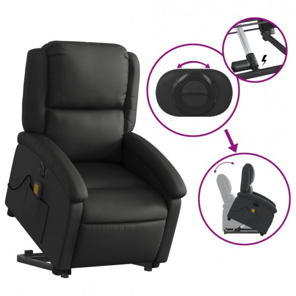 Fauteuil inclinable de massage électrique noir cuir véritable