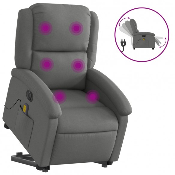 Fauteuil inclinable de massage électrique Gris foncé Tissu