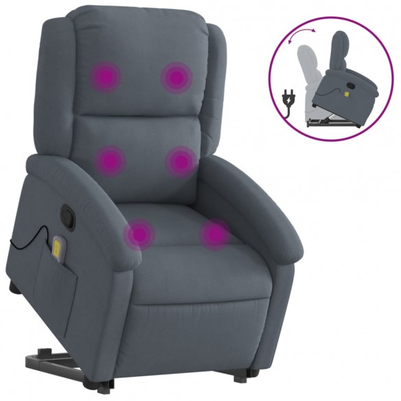 Fauteuil de massage inclinable Gris foncé Velours