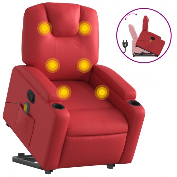 Fauteuil inclinable de massage Rouge Similicuir