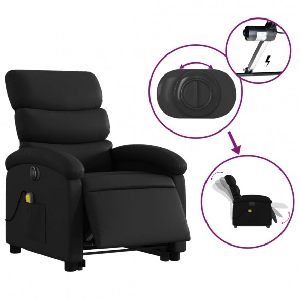 Fauteuil inclinable de massage électrique noir similicuir