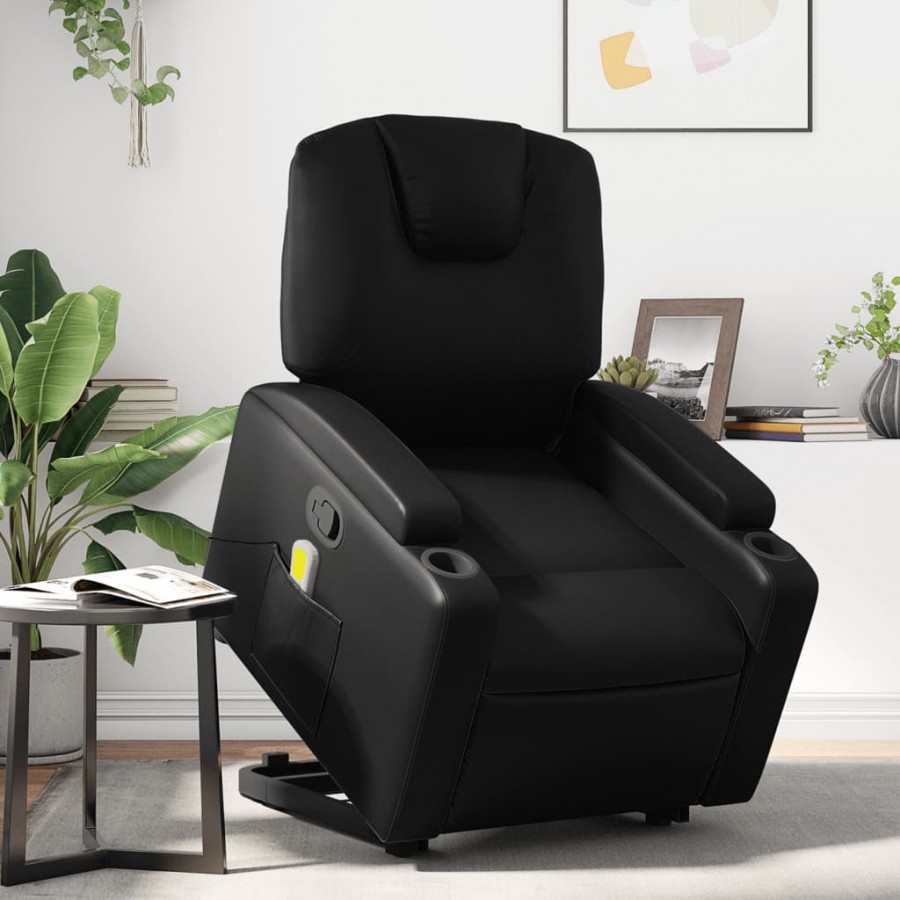 Fauteuil inclinable de massage Noir Similicuir