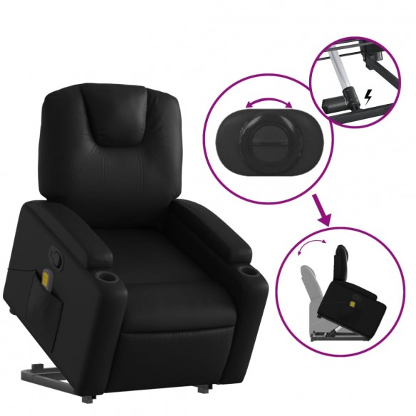 Fauteuil inclinable de massage Noir Similicuir