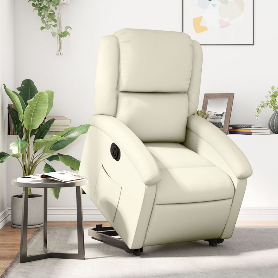 Fauteuil inclinable électrique crème similicuir