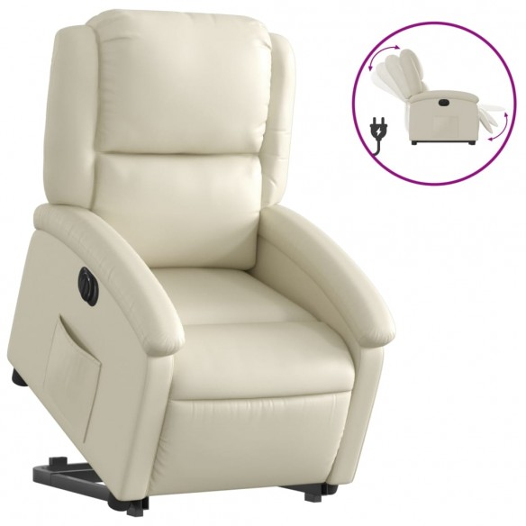 Fauteuil inclinable électrique crème similicuir