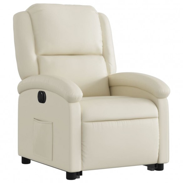 Fauteuil inclinable électrique crème similicuir