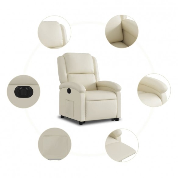 Fauteuil inclinable électrique crème similicuir