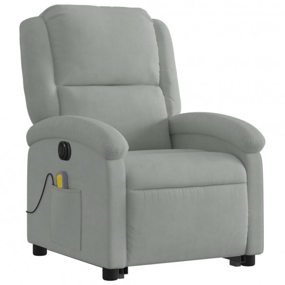 Fauteuil inclinable de massage électrique gris clair velours